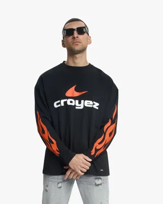 Croyez Service Dept Longsleeve Heren Zwart/Oranje - Maat L - Kleur: ZwartOranje | Soccerfanshop