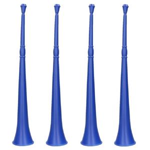 Vuvuzela grote blaastoeter hoorn - Set van 4x stuks - blauw - 48 cm - landen fan supporters feestart