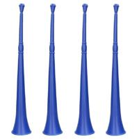 Vuvuzela grote blaastoeter hoorn - Set van 4x stuks - blauw - 48 cm - landen fan supporters feestart