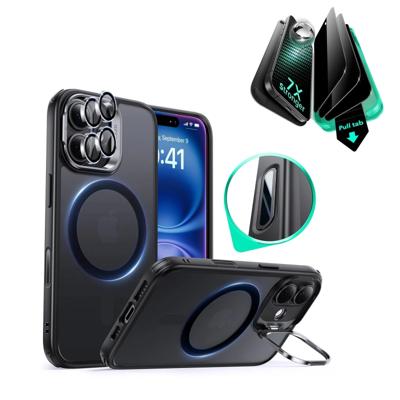 iPhone 16 Classic Hybrid Magnetic Case (Camera Control, Stash Stand) & Privacy Screen Protector Bundle - Frosted Black iPhone 16 Classic Hybrid Magnetic Case (Camera Control, Stash Stand) & Privacy Screen Protector Bundle - Frosted Black