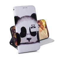 Panda patroon gekleurde tekening horizontale Flip lederen case voor Galaxy J6 Plus met houder & card slots & portemonnee