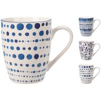 Porseleinen Beker Blue Bay 350 ml Assorti Blauw/Wit Porseleinen Beker Blue Bay 350 ml Assorti Blauw/Wit