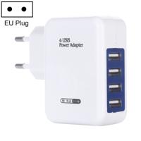 HT-CD03 15.5W 5V 3.1A 4-Port USB Wall Charger Travel Charger EU Plug (White)