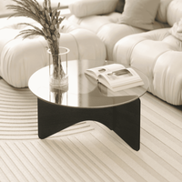 Umbra Ronde Salontafel 'Madera' Eucalyptushout en glas, 87cm, kleur Zwart
