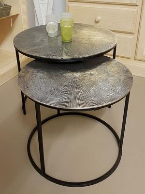 Michael - Couchtisch Set 2 - Zilver - Aluminium - ø 55 u. 45 cm