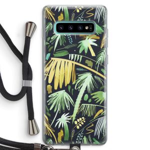 Tropical Palms Dark: Samsung Galaxy S10 Plus Transparant Hoesje met koord