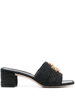 Tory Burch mules Eleanor 60 mm en raphia - Noir