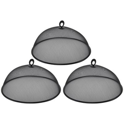 Vliegenkap/voedselkap tegen insecten - 3x - RVS - Zwart- Dia 35 cm - Buiten/binnen