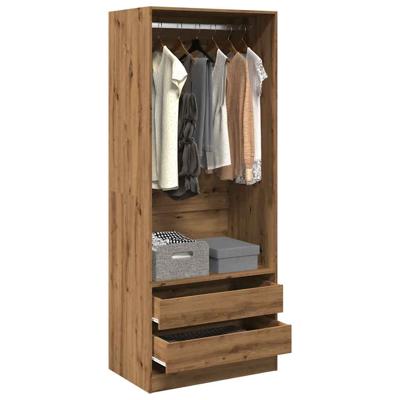 Kledingkast 80x50x200 cm bewerkt hout artisanaal eikenkleur