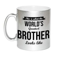 Worlds Greatest Brother cadeau mok / beker zilverglanzend 330 ml   -
