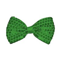 Carnaval verkleed vlinderstrikje met glitter pailletten - groen - polyester - heren/dames - thumbnail