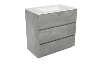 Storke Edge staand badkamermeubel 85 x 52,5 cm beton donkergrijs met Mata enkele wastafel in matte Solid Surface