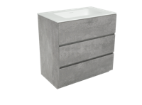 Storke Edge staand badkamermeubel 85 x 52,5 cm beton donkergrijs met Mata enkele wastafel in matte Solid Surface