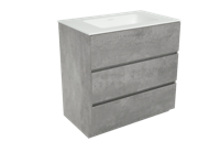 Storke Edge staand badkamermeubel 85 x 52,5 cm beton donkergrijs met Mata enkele wastafel in matte Solid Surface - thumbnail