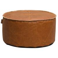 Leen Bakker - Lebel Poef Jens - Cognac - 60x30 Cm - Kunstleder - Bruin