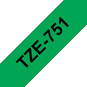 Labeltape Brother TZe, TZ TZe-751 Tapekleur: Groen Tekstkleur:Zwart 24 mm 8 m