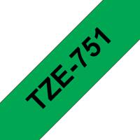 Labeltape Brother TZe, TZ TZe-751 Kunststof Tapekleur: Groen Tekstkleur:Zwart 24 mm 8 m