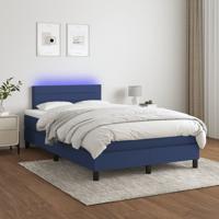 Boxspring met matras en LED stof blauw 120x200 cm