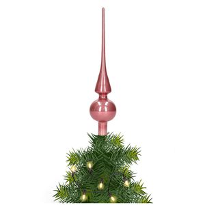 Glazen kerstboom piek/topper velvet roze glans 26 cm