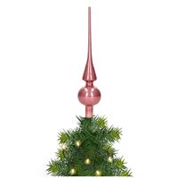 Glazen kerstboom piek/topper velvet roze glans 26 cm - thumbnail