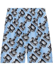 Gucci short 3D Glass Horsebit en soie - Bleu