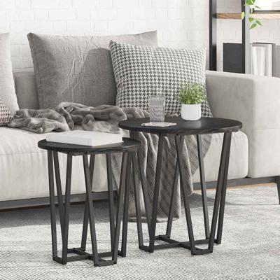 Bijzettafelset 2 pcs Zwart eiken 50 x 50 x 50.5 cm