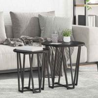 Bijzettafelset 2 pcs Zwart eiken 50 x 50 x 50.5 cm