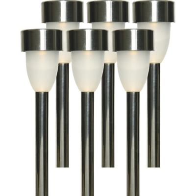 Tuinlamp LED solar - 6x - warm wit - RVS/kunststof - 26 cm - type Nova
