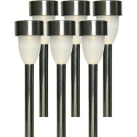 Tuinlamp LED solar - 6x - warm wit - RVS/kunststof - 26 cm - type Nova