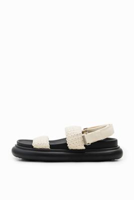 Sandalen gehaakte bandjes plateauzool - BLACK - 39