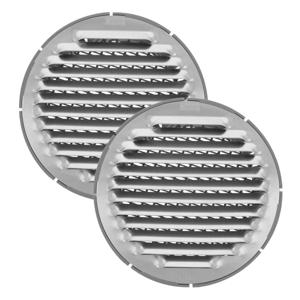 AMIG Ventilatierooster/muurrooster rond - 2x - voor D120mm buisaansluiting - aluminium - schoepenroo