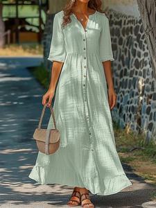 Buttoned Loose Elegant Dress