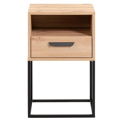 2e Halve Prijs Leen Bakker - Nachtkastje Tokio - 1 Lade En Vak - Eikenkleur - Spaanplaat - Beige - 40x65x38.5 Cm