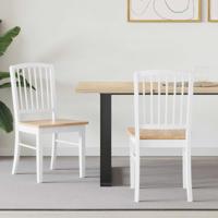 Eettafelstoelen 2 pcs Wit 50 x 52,5 x 91 cm Massief Rubberhout