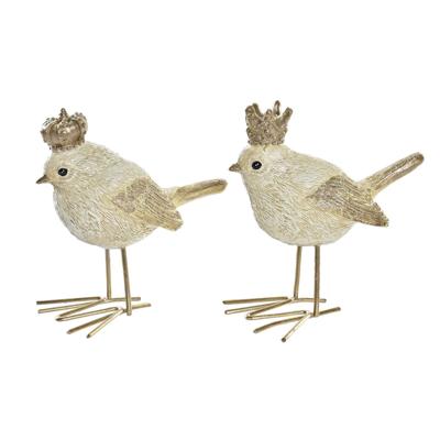 Kerstversiering DKD Home Decor Hars Fågel (11 x 5 x 9,5 cm) (2 Stuks)