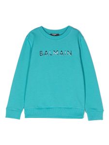 Balmain Kids sweat à logo embossé - Bleu