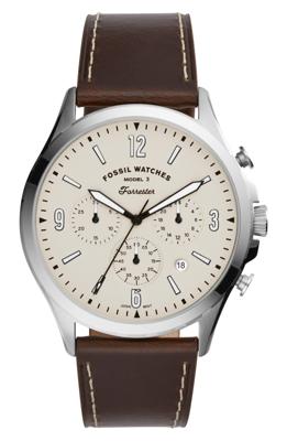 Fossil heren Forrester chronograaf bruin lederen horloge FS5696