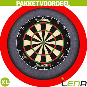 Winmau Blade 6 + Lena Dartbord Verlichting Basic XL Rood