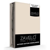 Zavelo Katoen - Hoeslaken Katoen Satijn Zand - Zijdezacht - Extra Hoog-1-persoons (90x200 cm) - thumbnail