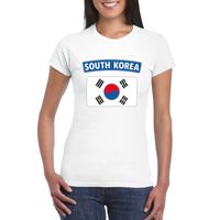 T-shirt met Zuid Koreaanse vlag wit dames - thumbnail