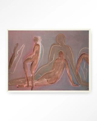 Urban Cotton Wandkleed 'Line Of Action Study' 145 x 190cm in Floating Frame - off white