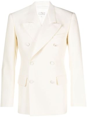 Maison Margiela blazer en soie mélangée à boutonnière croisée - Tons neutres