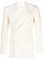 Maison Margiela blazer en soie mélangée à boutonnière croisée - Tons neutres