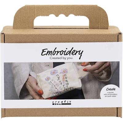 Creativ Company Mini hobbyset borduurwerk, make-uptas, crème, 1 doos