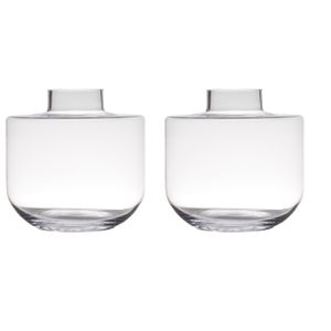 Set van 2x stuks transparante luxe grote vaas/vazen van glas 25 x 26 cm