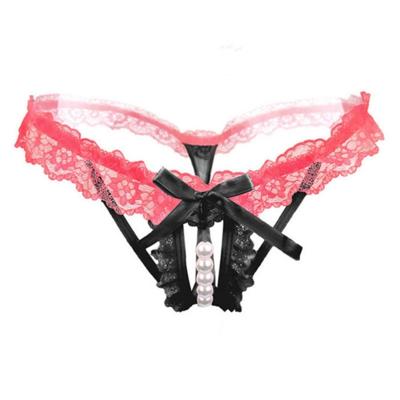 3 PC'S Lady Pierced sexy slipjes verleiding Lace doorschijnend T ondergoed (zwart)