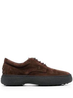 Tod's derbies en daim à logo brodé - Marron
