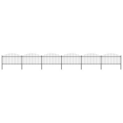 Tuinhek met speren bovenkant (1,25-1,5)x10,2 m staal zwart