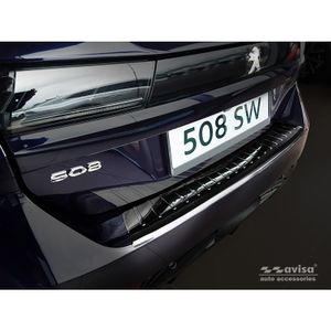 Zwart RVS Bumper beschermer passend voor Peugeot 508 II SW 2019- 'Ribs' AV245215