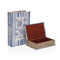 Decoratieve Doos Versa Canvas Hout MDF Boek